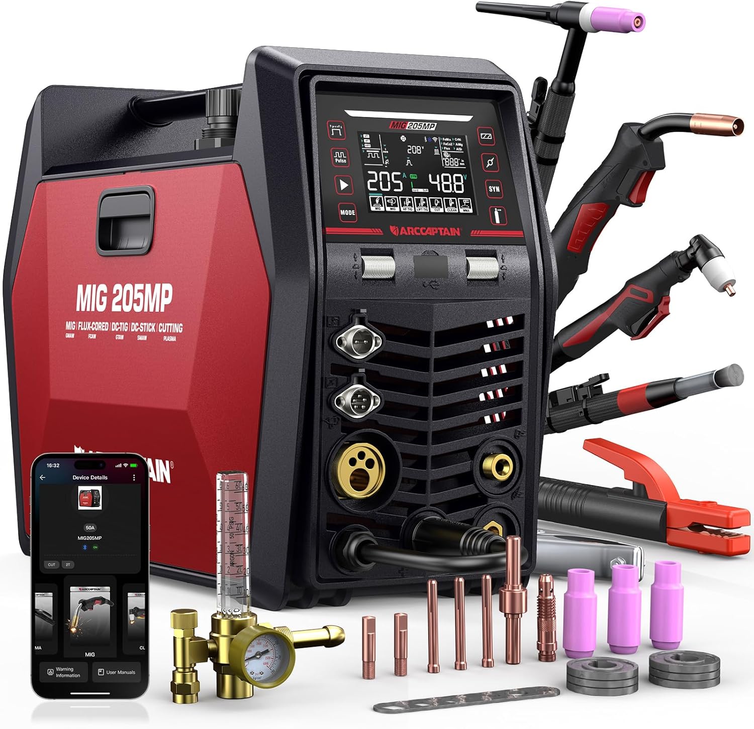 ARCCAPTAIN ARCCAPTAIN MIG205MP MIG Welder 9 IN 1 iControl APP Control