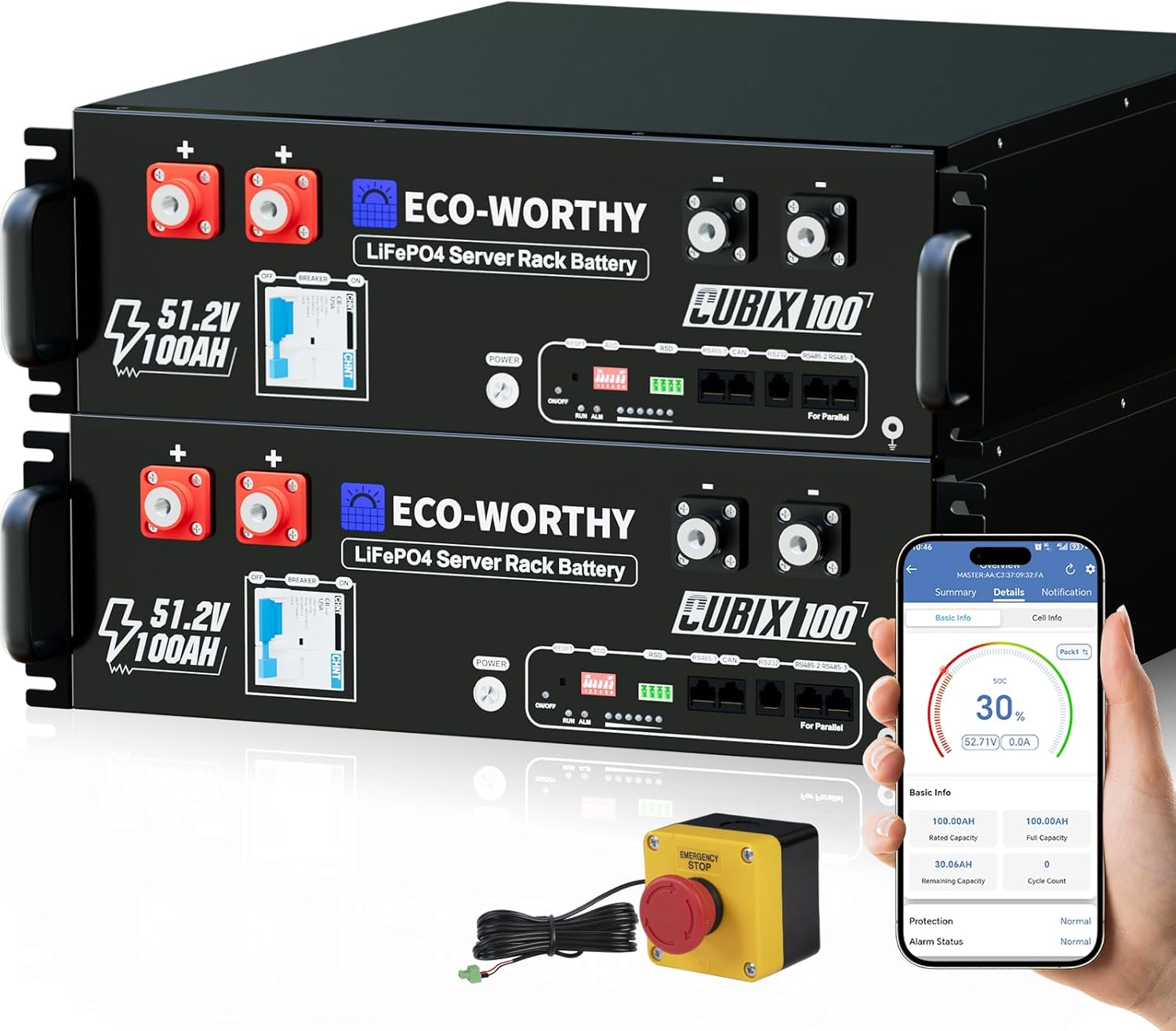 ECO-WORTHY ECO-WORTHY Cubix100 48V 200Ah LiFePO4 Lithium Battery (2 Pack