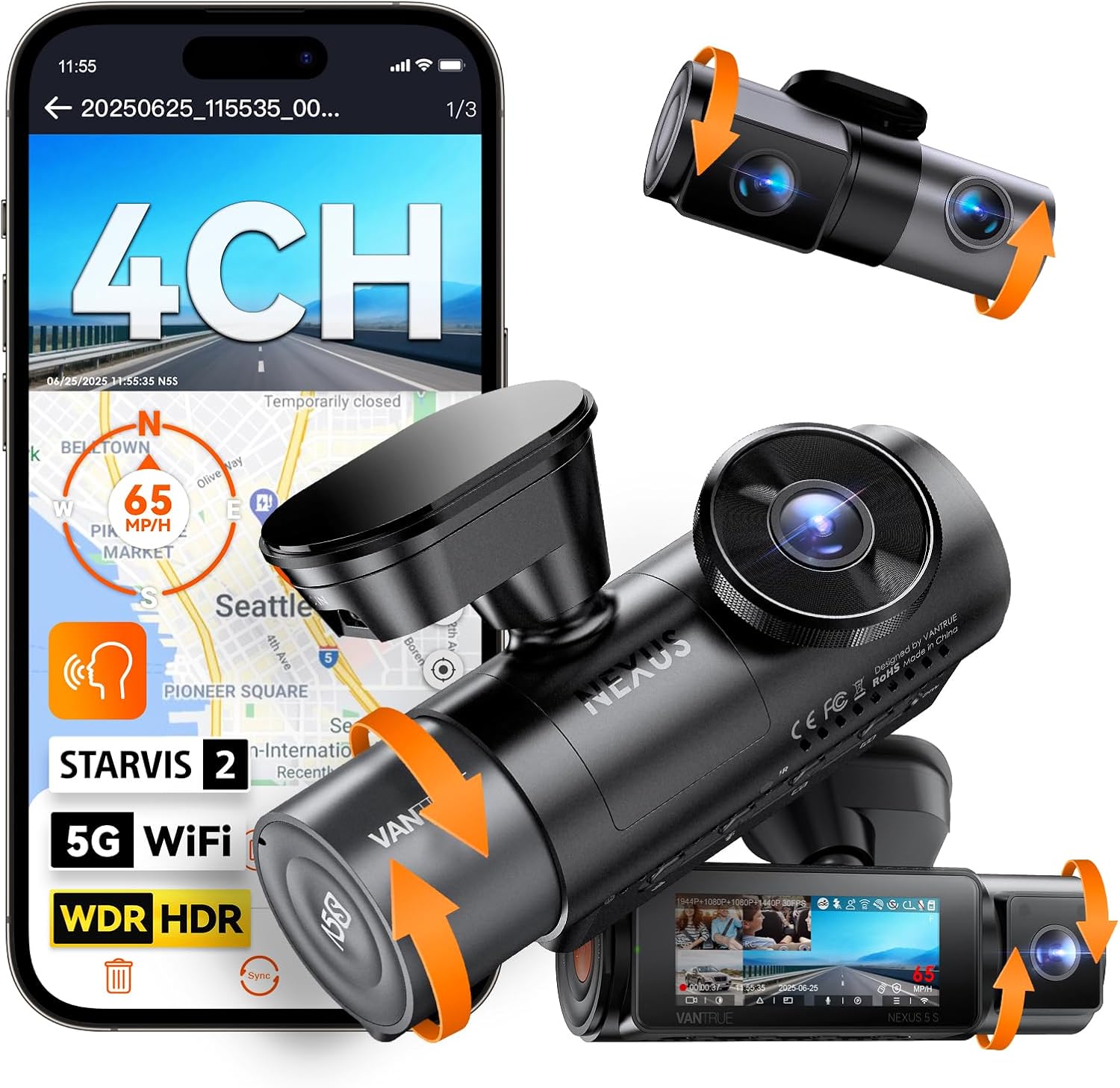 VANTRUE Vantrue N5S 4 Channel 360 Degree 2.7K Dash Cam